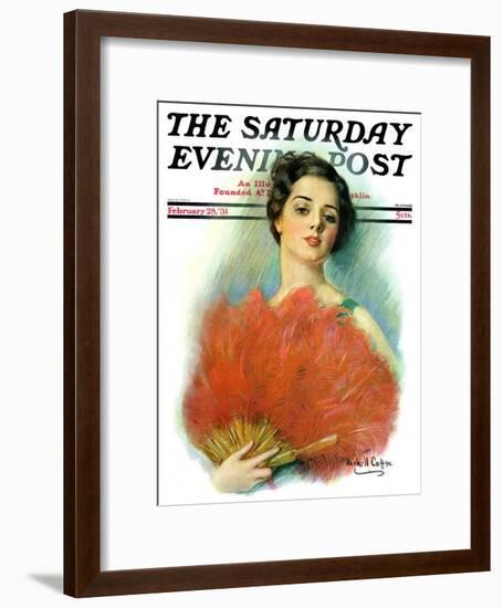 "Red Feathered Fan," Saturday Evening Post Cover, February 28, 1931-William Haskell Coffin-Framed Giclee Print