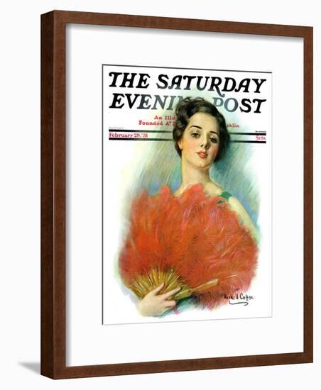 "Red Feathered Fan," Saturday Evening Post Cover, February 28, 1931-William Haskell Coffin-Framed Giclee Print