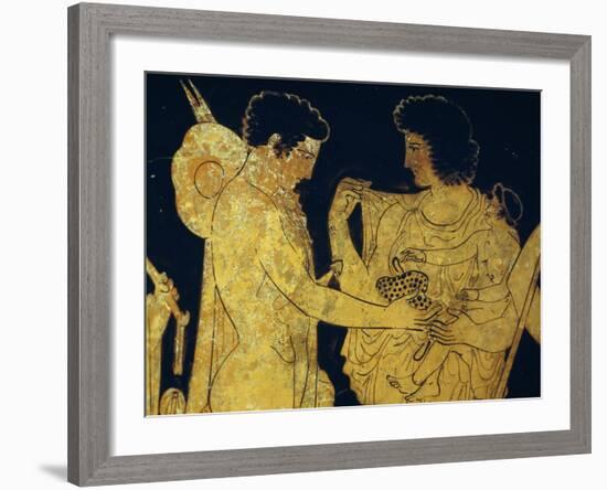 Red-Figure Krater Depicting Meleager Saying Goodbye to His Family before Leaving to Go Hunting-null-Framed Giclee Print