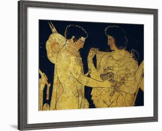 Red-Figure Krater Depicting Meleager Saying Goodbye to His Family before Leaving to Go Hunting-null-Framed Giclee Print