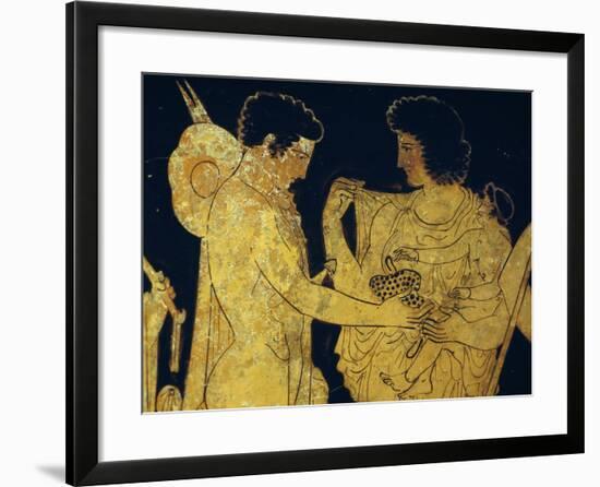 Red-Figure Krater Depicting Meleager Saying Goodbye to His Family before Leaving to Go Hunting-null-Framed Giclee Print