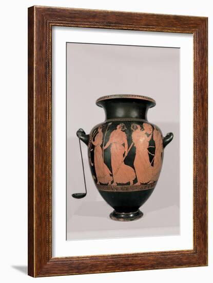 Red-Figured Attic Clay Hydria with Dancing Maenads, 5th c. B.C. Archaeological Museum,Naples, Italy-null-Framed Art Print