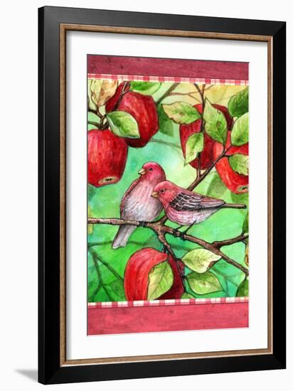 Red Finches with Apples-Melinda Hipsher-Framed Giclee Print