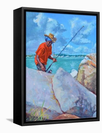 Red Fisherman  2019  (oil on board)-Colin Bootman-Framed Premier Image Canvas