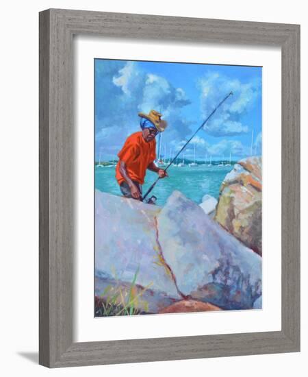 Red Fisherman  2019  (oil on board)-Colin Bootman-Framed Giclee Print
