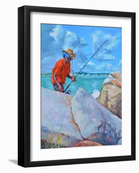 Red Fisherman  2019  (oil on board)-Colin Bootman-Framed Giclee Print