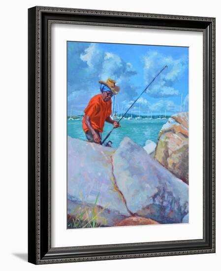 Red Fisherman  2019  (oil on board)-Colin Bootman-Framed Giclee Print