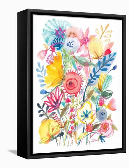 Red Floral Center-Kerstin Stock-Framed Stretched Canvas