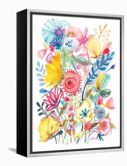 Red Floral Center-Kerstin Stock-Framed Stretched Canvas