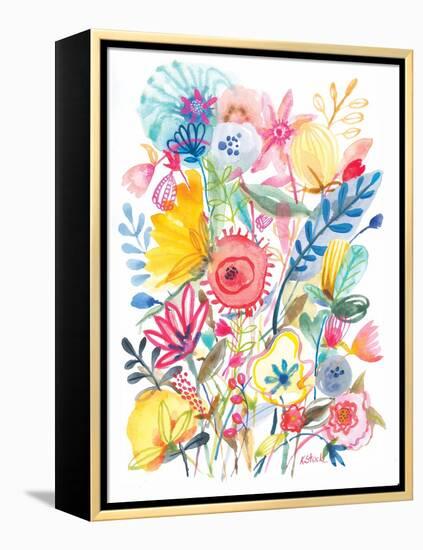 Red Floral Center-Kerstin Stock-Framed Stretched Canvas