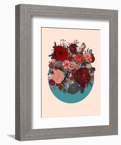 Red Floral Collage-null-Framed Premium Giclee Print