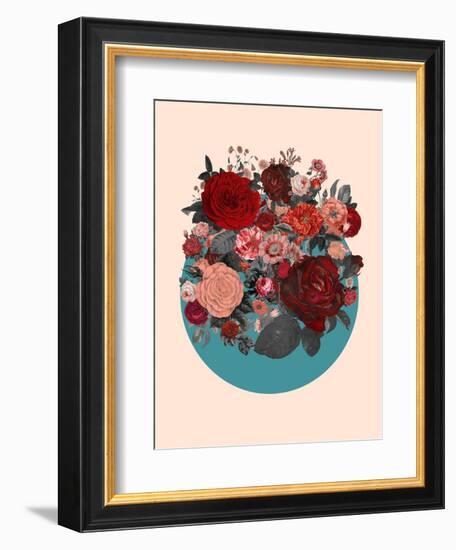 Red Floral Collage-null-Framed Premium Giclee Print