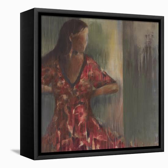 Red Floral Dress-Terri Burris-Framed Stretched Canvas