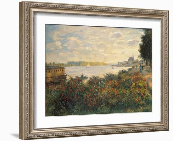 Red Flowers at the Bank at Argenteuil, 1877-Claude Monet-Framed Giclee Print