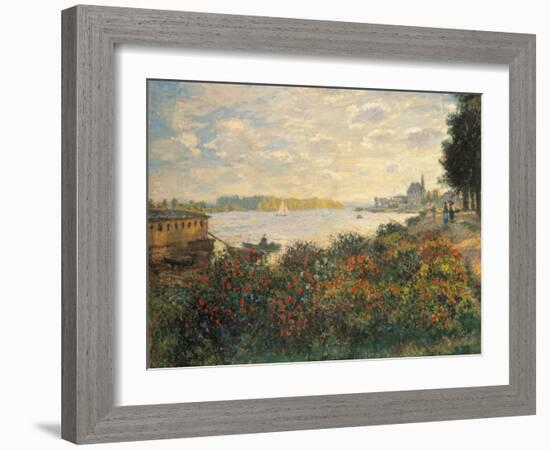 Red Flowers at the Bank at Argenteuil, 1877-Claude Monet-Framed Giclee Print