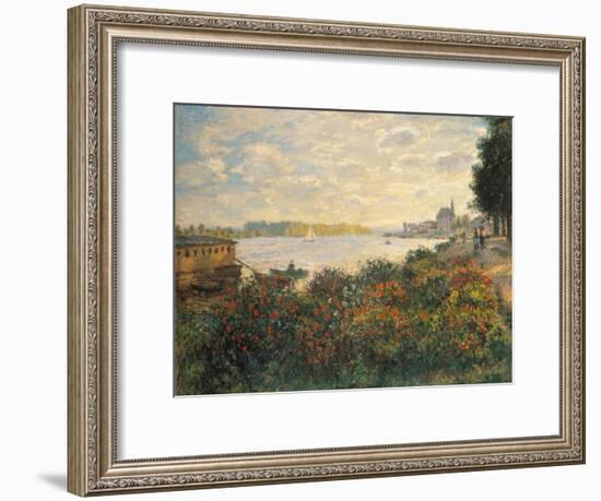 Red Flowers at the Bank at Argenteuil, 1877-Claude Monet-Framed Giclee Print