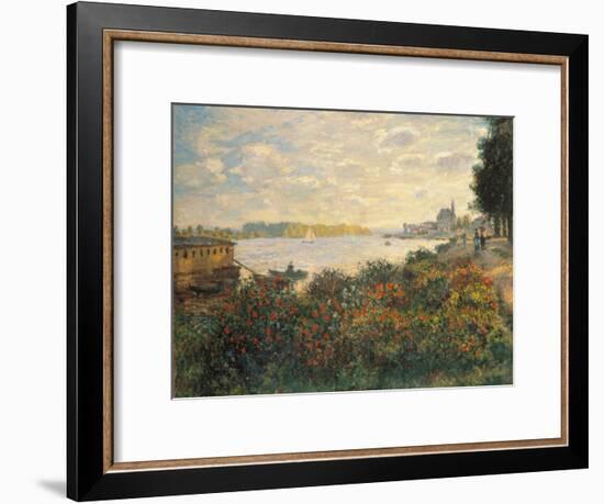 Red Flowers at the Bank at Argenteuil, 1877-Claude Monet-Framed Giclee Print