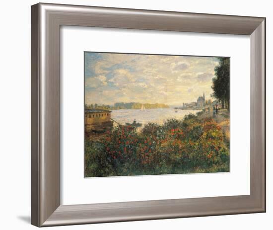 Red Flowers at the Bank at Argenteuil, 1877-Claude Monet-Framed Giclee Print