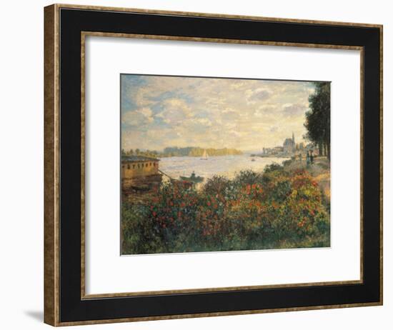 Red Flowers at the Bank at Argenteuil, 1877-Claude Monet-Framed Giclee Print