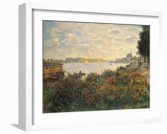 Red Flowers at the Bank at Argenteuil, 1877-Claude Monet-Framed Giclee Print