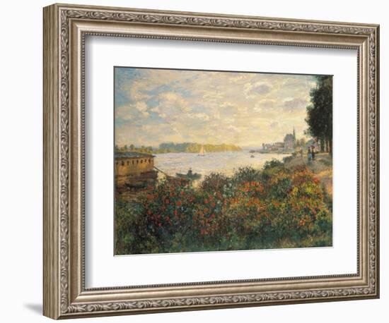 Red Flowers at the Bank at Argenteuil, 1877-Claude Monet-Framed Giclee Print