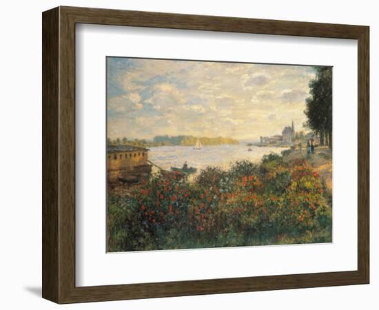 Red Flowers at the Bank at Argenteuil, 1877-Claude Monet-Framed Giclee Print
