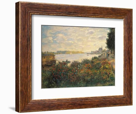 Red Flowers at the Bank at Argenteuil, 1877-Claude Monet-Framed Giclee Print