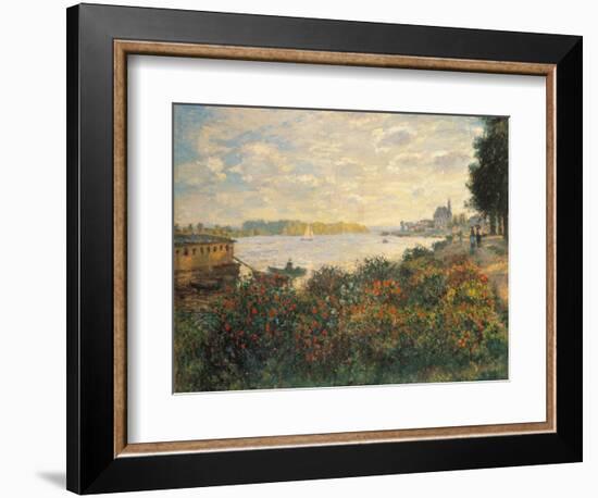 Red Flowers at the Bank at Argenteuil, 1877-Claude Monet-Framed Giclee Print