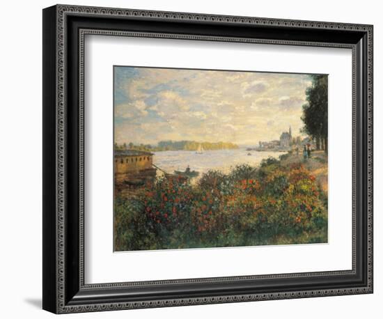 Red Flowers at the Bank at Argenteuil, 1877-Claude Monet-Framed Giclee Print