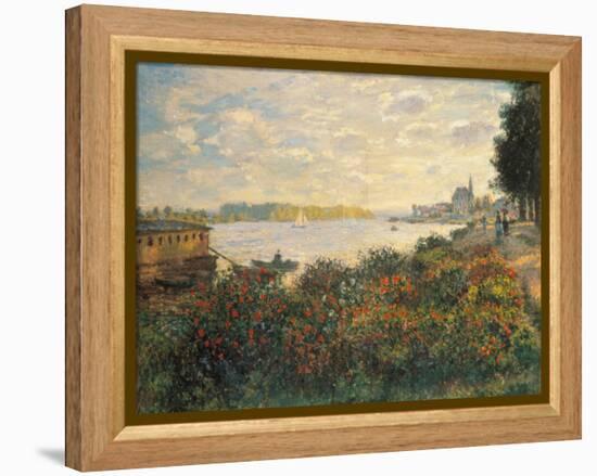 Red Flowers at the Bank at Argenteuil, 1877-Claude Monet-Framed Premier Image Canvas