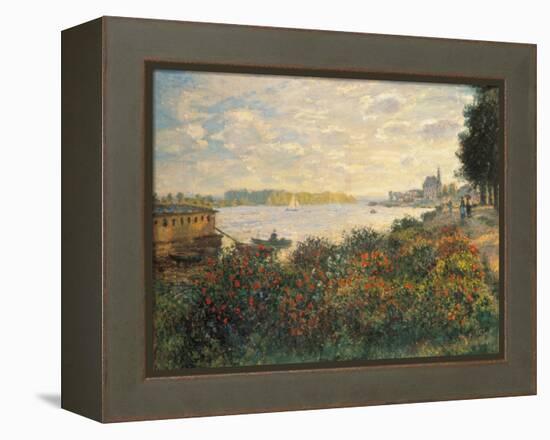 Red Flowers at the Bank at Argenteuil, 1877-Claude Monet-Framed Premier Image Canvas