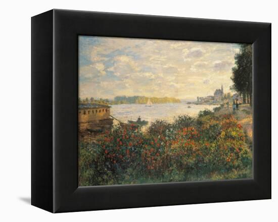 Red Flowers at the Bank at Argenteuil, 1877-Claude Monet-Framed Premier Image Canvas