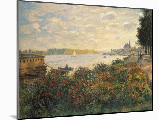 Red Flowers at the Bank at Argenteuil, 1877-Claude Monet-Mounted Premium Giclee Print