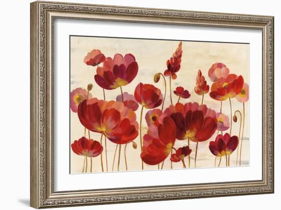 Red Flowers on Cream Crop-Silvia Vassileva-Framed Art Print