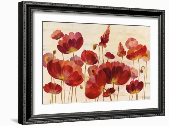 Red Flowers on Cream Crop-Silvia Vassileva-Framed Art Print