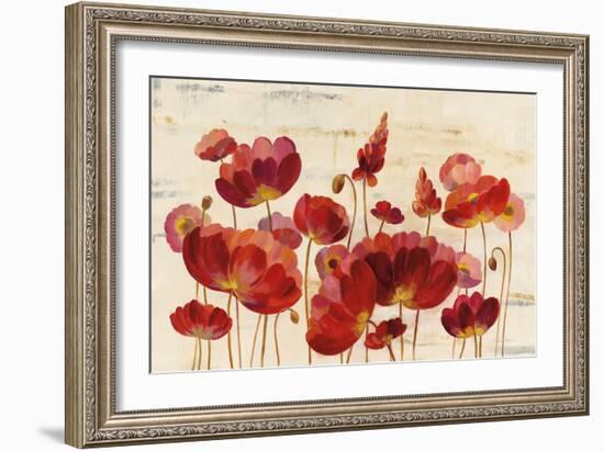 Red Flowers on Marble-Silvia Vassileva-Framed Art Print