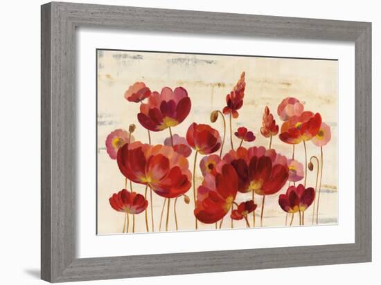 Red Flowers on Marble-Silvia Vassileva-Framed Art Print