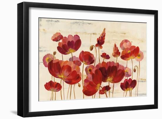 Red Flowers on Marble-Silvia Vassileva-Framed Art Print