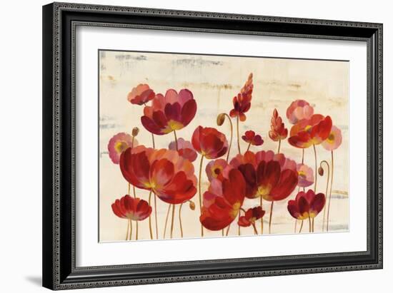 Red Flowers on Marble-Silvia Vassileva-Framed Art Print