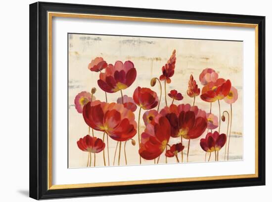 Red Flowers on Marble-Silvia Vassileva-Framed Art Print