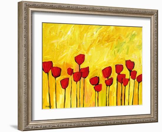 Red Flowers On Yellow-Patty Baker-Framed Art Print