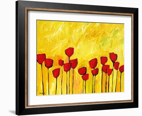 Red Flowers On Yellow-Patty Baker-Framed Art Print