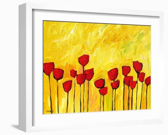 Red Flowers On Yellow-Patty Baker-Framed Art Print