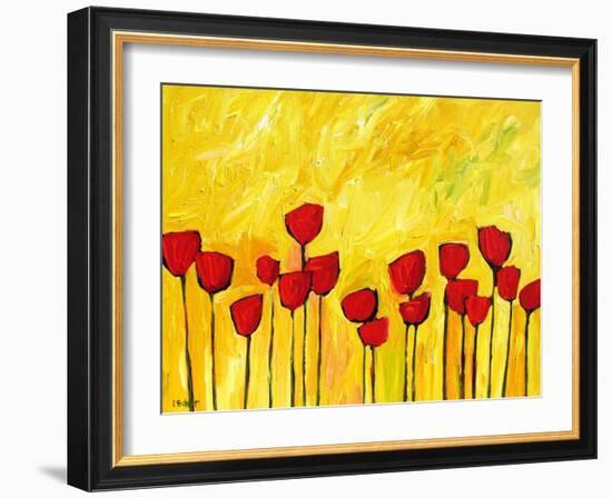 Red Flowers On Yellow-Patty Baker-Framed Art Print