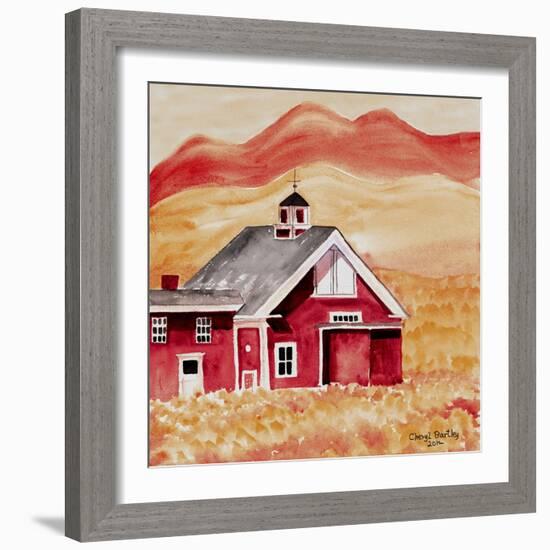 Red Folk Art Barn-Cheryl Bartley-Framed Giclee Print