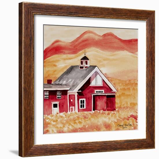 Red Folk Art Barn-Cheryl Bartley-Framed Giclee Print