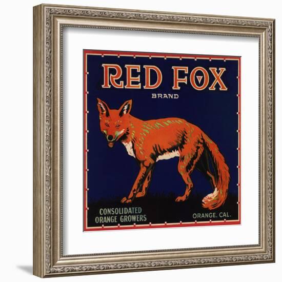 Red Fox Brand - Orange, California - Citrus Crate Label-Lantern Press-Framed Art Print