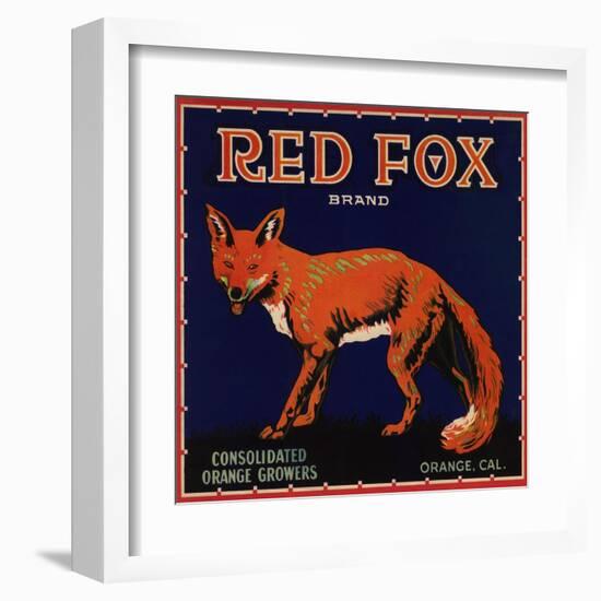 Red Fox Brand - Orange, California - Citrus Crate Label-Lantern Press-Framed Art Print