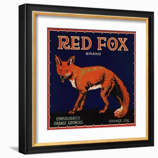 Red Fox Brand - Orange, California - Citrus Crate Label-Lantern Press-Framed Art Print