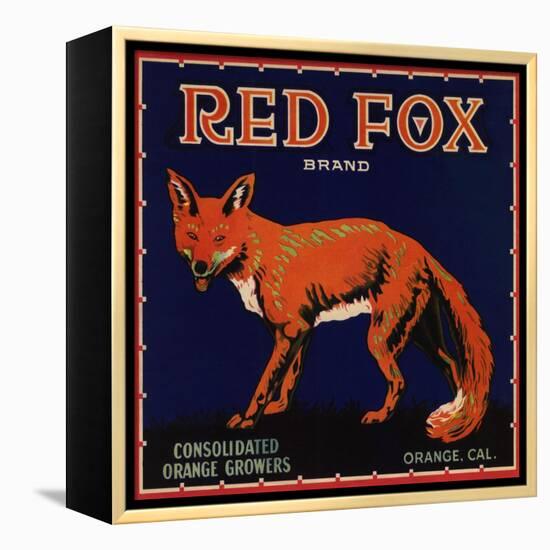 Red Fox Brand - Orange, California - Citrus Crate Label-Lantern Press-Framed Stretched Canvas